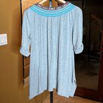 Soft Surroundings  Top Gray Aztec Embroidered Pockets Boho Pullover Size Small Photo 10