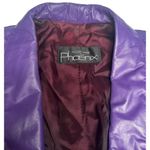 Vtg 90s Outerwear by Pheonix Purple Leather Jacket Coat Shoulder Pads Sz SP Photo 6