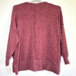 Zenana Outfitters Burgundy Pullover Top Sweater L Stretchy Drop Shoulder Soft Long Sleeve Photo 3