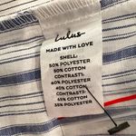 Lulus ‎ Nantucket Vibes White Striped Long Sleeve Button-Up Top Women's XL Blue Photo 7