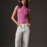 Anthropologie  Textured Smocked Vest Top Pink Size Medium Photo 1