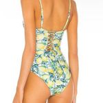 Lovers + Friends Lemon Print Lace Up Back One Piece Swimsuit Photo 1