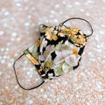Luxury Black Yellow Gold Metallic Floral Premium Cotton Face Mask Photo 1