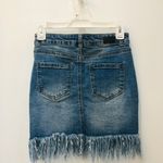Black Label fringe denim mini skirt sz small Photo 2