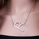 Silver Initial Stainless Steel Pendant Necklace Letters A Photo 0