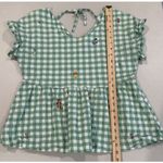Disney Winnie the Pooh Gingham Top Womens Medium Embroidered Peplum Plaid Ruffle Photo 4