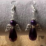Angels 👼 Earrings Hand Made 2 Pair Purple/Clear Purple Photo 2