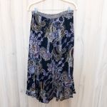 Womens Reversible Midi Skirt Size M Black Multicolor Floral Paisley Ruffle Boho Size M Photo 7