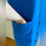 Buttons Nancy Crystal Blue Short Sleeves Gold Vintage Dress Sz 6 Should… Photo 2