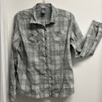 REI Gray Plaid Women's Button Down Hiking Shirt Size L Photo 0