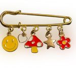 Gold Safety Pin with Colorful Charms Photo 0