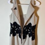 Ann Taylor Ann‎ Taylor Beige Textured Sheath Dress with Black Lace Waist Detail Size 12 Photo 5