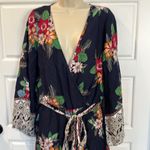 Storia  Navy Floral Romper Jumpsuit Women’s V-Neck Boho Wide Leg NWT Photo 1