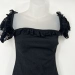 Mystic VTG Metallic Black Bodycon Dress Off Shoulder Lace Fairy Goth Whimsical Witchy S Photo 4