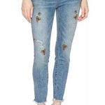 Lucky Brand  Ava Skinny Ankle Gallup Embroidered Floral Distressed Jeans … Photo 0