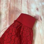 Amazon CTU Red Waffle Knit Lace Sleeve Button Front Cardigan Photo 3