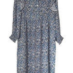 Sonmer Womens Floral Long Sleeve Ruffle Trim Maxi Dress Blue Multi Small NWT‎ Photo 0