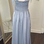 Show Me Your Mumu  Romantic Whimsical Satin Blue Claire Midi Dress L Photo 5