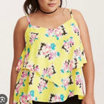 Torrid Floral Blouse Women 2X Yellow Handkerchief Hem Cami Tank Preppy Casual Photo 0