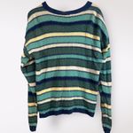 Vtg 90s PASTA Women’s Cardigan Sweater Striped Blue Ramie Slouchy Cozy Preppy Blue Size M Photo 4