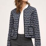 Anthropologie Hei Hei Vala Quilted Open Front Blazer Jacket Blue Women’s Small Photo 0