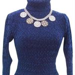 Cache Blue Luxe Velvet Krinkle Burn Out Stretch Moc Turtle Neck Top $148 NWT Photo 5