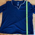 st. john's bay  Dark Blue Top with Light Embroidery Photo 7