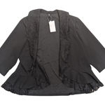 🆕 Emery Rose Blazer Plus 2X 18 20 Elegant Black Ruffled Lace Trim Jacket Career Photo 0