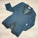 Vintage John Meyer of Norwich beaded beaded skirt suit jacket / blazer 12 wool Green Photo 8