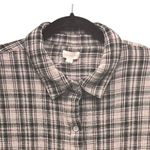 Garnet Hill  Organic Button Up Shirt Cream Black 16 Photo 2