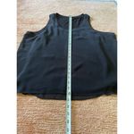 Black Double Layer Tank Top Silk Overlay Knit Lining Sleeveless Size L Black Size L Photo 4