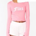 Wildfox NWOT REN Flirt Long Sleeve Crop Top Ruffled Hems Sz Large Photo 2