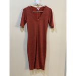 Steven Alan  Women's Bodycon V-Neck Knit‎ Kirby Dress Dark Rust Multi Space Dye Photo 8