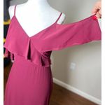 Lulus NEW  Burgundy Maxi Dress S Off Shoulder Asymmetrica Formal Evening Gown Photo 4