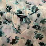 Vera Wang Simply Vera  Floral Ruffle Dress Ivory Green V Neck Short Sleeve‎ Photo 2