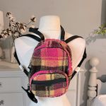 Pink Sherpa Plaid Crossbody Purse Multi section Backpack Womens Girls Travel Bag Photo 6