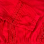 Ruffle crochet lace red elastic waist 3/4 sleeve lightweight lined midi dress Size L Photo 3