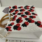 SOL + MER NWT Strawberry Beaded Viral Purse Handbag w Bamboo Handles White Strap Photo 5