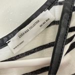 ZARA  W & B Collection Black and White Striped Short Sleeve Shirt Small Photo 3