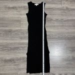 Magaschoni  Black Ribbed V Neck Sleeveless Midi Sweater Dress With High Slit Sz S Photo 6