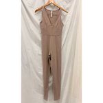 Aritzia Babaton Contour V-Neck Jumpsuit in Nude Beige Small Kim K Kardashian Photo 2