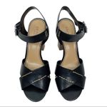 Crown Vintage Women's Vegan Leather Black Bolero Block Heel Sandals Size 7.5 Photo 2