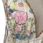 2seeyou White Floral Embroidered Deep V Neck Elastic Waist Maxi Dress Size Small Photo 6