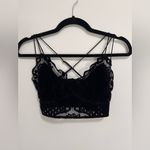 Free People  ONE Black Velvet & Lace Bralette Crop Tank Top Women’s Sz XS EUC Photo 1