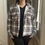 Lucky Brand Brown Plaid Flannel Shacket L Sherpa Lining Photo 6