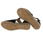 Womens Low Wedge Heel Shoes Faux Suede Peep Toe Buckle Black Size 36 US 5 Photo 3