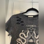 NWT Occasion Size S Black Acid Wash Distressed Cosmos Tee Shirt Moon Cycle Snake Photo 3