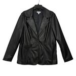 Topshop  Black Faux Leather Blazer Jacket Button Front Pockets Women's Size 12 Photo 1