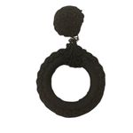 VTG Decorative Black Textured Fabric Knot Circular Dangle Earrings Photo 2