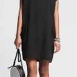 Banana Republic  Women's Black Crepe Cocoon Tee Dress‎ Size Small Photo 0